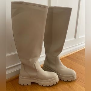 Cream Chunky Boots